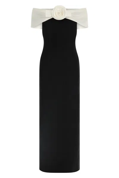 Self-portrait Flower Datail Maxi Dress In Black