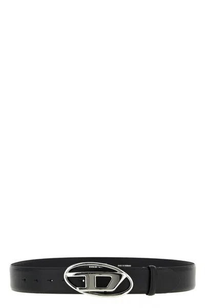 Diesel 4cm D Leather Buckle Belt In Black