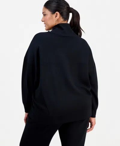 Inc International Concepts Plus Size Cowlneck Dolman-sleeve Sweatshirt, Macy's Exclusive In Black