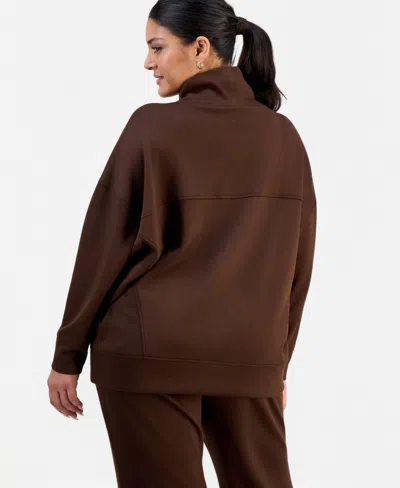 Inc International Concepts Plus Size Cowlneck Dolman-sleeve Sweatshirt, Macy's Exclusive In Brown