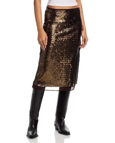 Rag & Bone Lucy Sequin Skirt In Brown