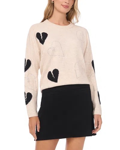 Vince Camuto Many Hearts Crewneck Sweater In Neutral