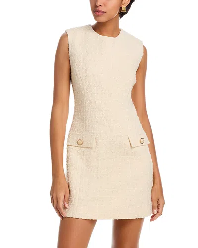 French Connection Structured Sleeveless Tweed Minidress In White