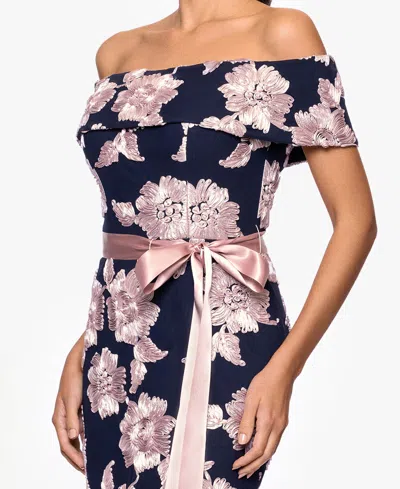 Betsy & Adam Women's Belted Soutache Off-the-shoulder Dress In Multi