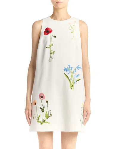Stella Mccartney Floral Embroidered Sleeveless Mini Shift Dress In Green