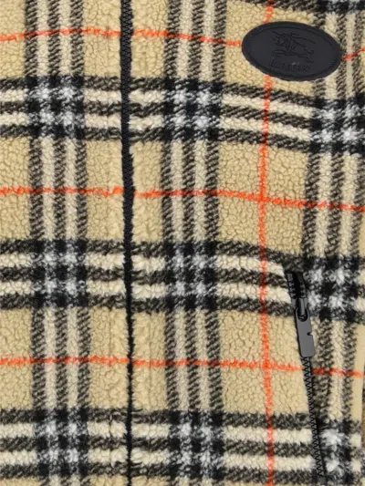 Burberry Women Cropped Hooded Check Fleece Jacket In Neutral