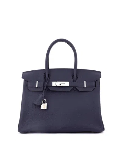Pre-owned Pre-owned Hermes  Hermes Birkin 30 Handbag Blue Togo With Palladium Hardware