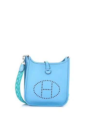 Pre-owned Pre-owned Hermes  Hermes Tpm Evelyne Bag Gen Iii Clemence In Blue