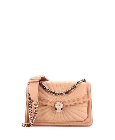 Pre-owned Pre-owned Bvlgari  Bvlgari Small Serpenti Forever Shoulder Bag Quilted Leather In Neutral