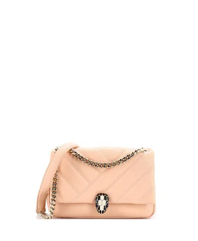 Pre-owned Pre-owned Bvlgari  Bvlgari Small Serpenti Cabochon Shoulder Bag Diagonal Quilted Leather In Neutral