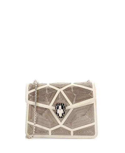 Pre-owned Pre-owned Bvlgari  Bvlgari Mini Serpenti Forever Square Shoulder Bag Chain Embellished Leather In Gold