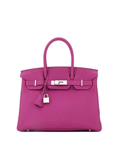 Pre-owned Pre-owned Hermes  Hermes Birkin 30 Handbag Pink Clemence With Palladium Hardware