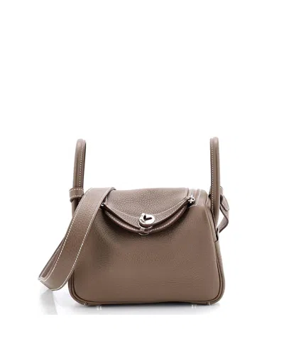 Pre-owned Pre-owned Hermes  Hermes Mini Lindy Bag Clemence In Gray