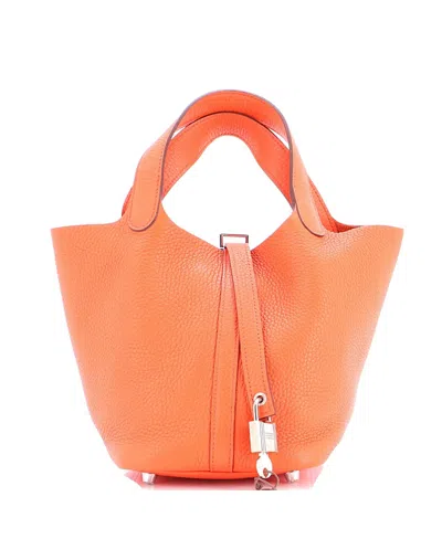 Pre-owned Pre-owned Hermes  Hermes Pm Picotin Lock Bag Clemence In Orange