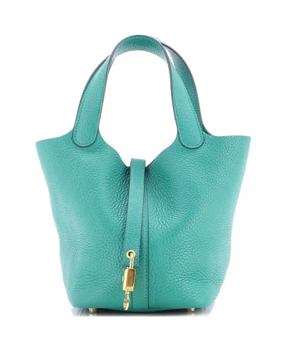 Pre-owned Pre-owned Hermes  Hermes Pm Picotin Lock Bag Clemence In Green