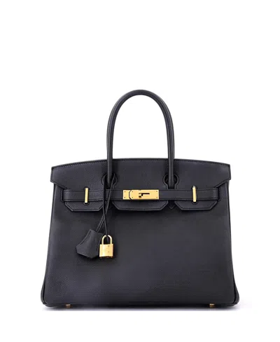 Pre-owned Pre-owned Hermes  Hermes Birkin 30 Handbag Black Epsom With Gold Hardware