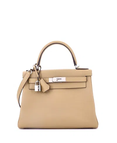 Pre-owned Pre-owned Hermes  Hermes Kelly 28 Handbag Brown Evercolor With Palladium Hardware