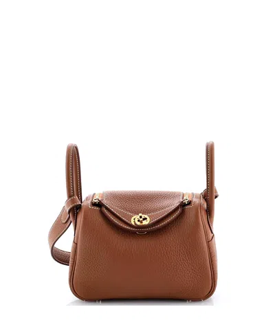 Pre-owned Pre-owned Hermes  Hermes Mini Lindy Bag Clemence In Brown