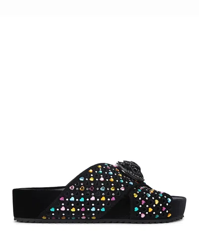 Kurt Geiger Suede Chelsea Cross-strap Slides In Black