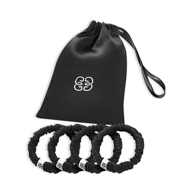 Gingerlily Silk Scrunchies, Set Of 4 In Black