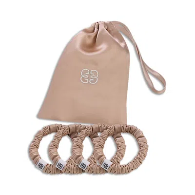 Gingerlily Silk Scrunchies, Set Of 4 In Brown