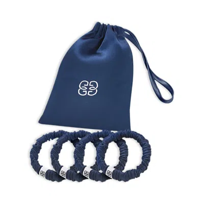 Gingerlily Silk Scrunchies, Set Of 4 In Blue