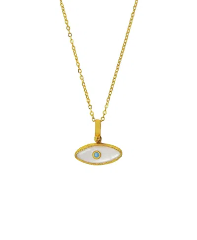 Ottoman Hands Aretha Mother Of Pearl Eye Pendant Necklace In Gold