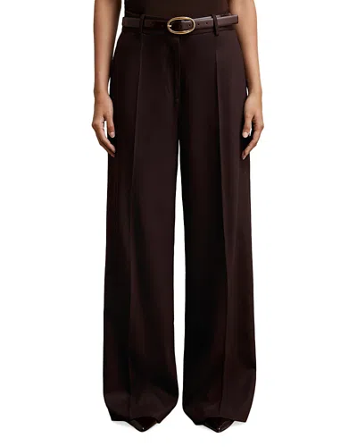 Reiss Petite Wide Leg Pants In Brown