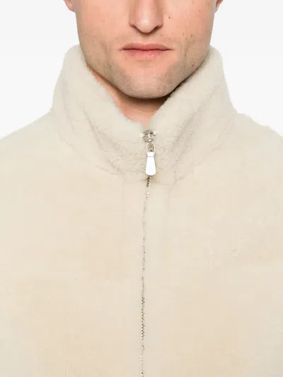 Eleventy Shearling Zip-front Gilet In Neutral