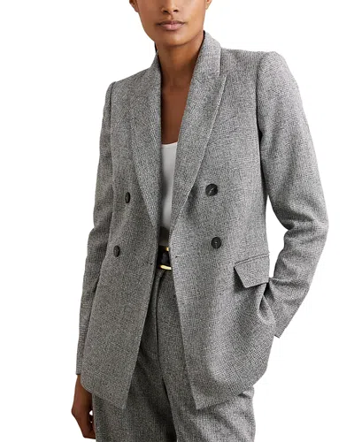 Reiss Double Breasted Blazer In Brown
