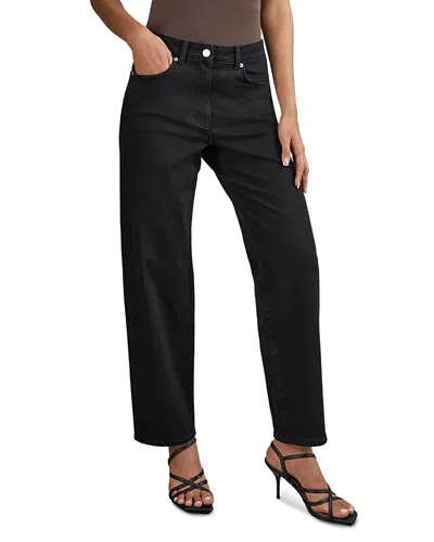 Reiss Petite Selin Mid Rise Straight Leg Jeans In Black In Black