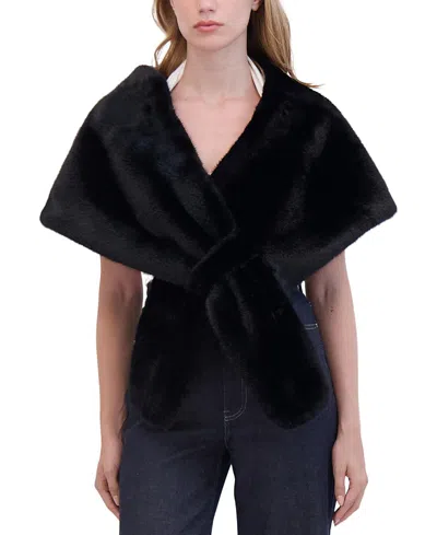 Lyla Grant Faux Fur Mink Stole In Black