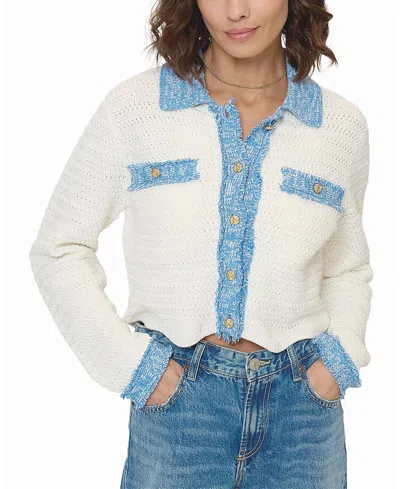 Central Park West Women's Rose Scallop Edge Sweater In White