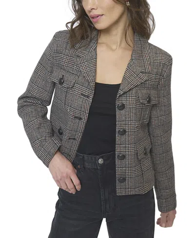 Central Park West Women's Eden Plaid Double Pocket Jacket In Gray