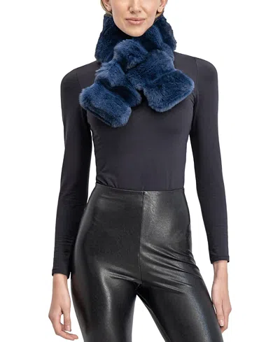 Lyla Grant Faux Fur Chinchilla Pull-through Scarf In Blue