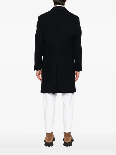 Eleventy Double-breasted Button Coat In Blue