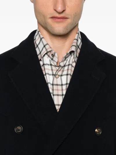 Eleventy Double-breasted Button Coat In Blue