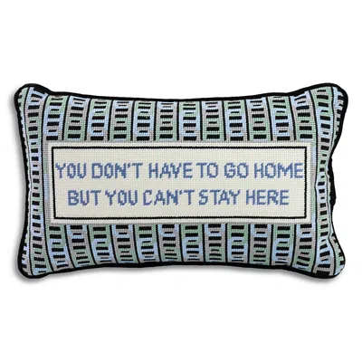 Furbish Studio Can't Stay Here Needlepoint Pillow In Black