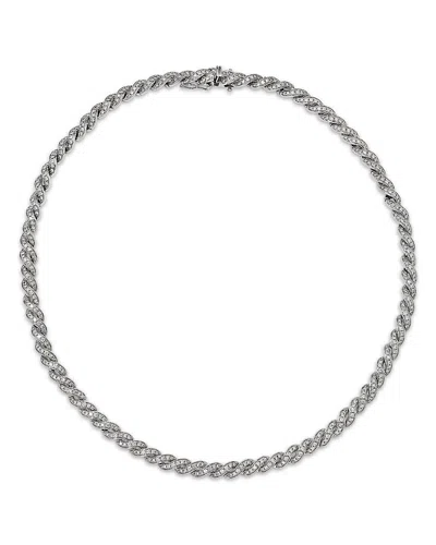 Bloomingdale's Fine Collection Luxe Collection Diamond Micro-pave Channel Tennis Necklace In 14k White Gold, 5.0 Tcw In White