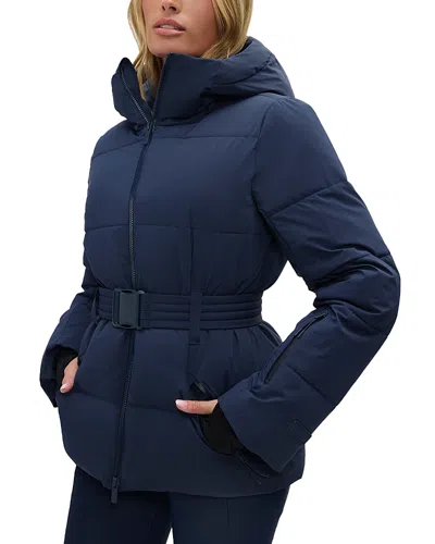 Halfdays Hedy Belted Puffer Coat In Blue