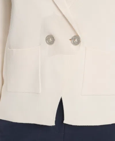 Tommy Hilfiger Women's Double Breasted Peak Lapel Sweater Jacket In Neutral