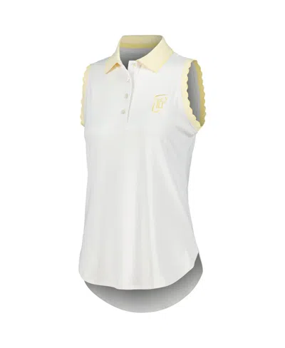 Peter Millar Women's White/yellow Wm Phoenix Open Opal Stretch Sleeveless Jersey Polo Shirt In Neutral