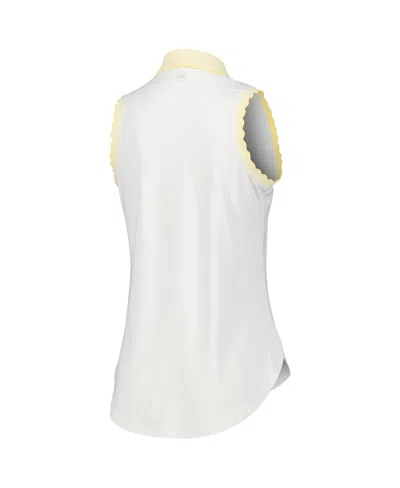 Peter Millar Women's White/yellow Wm Phoenix Open Opal Stretch Sleeveless Jersey Polo Shirt In Neutral