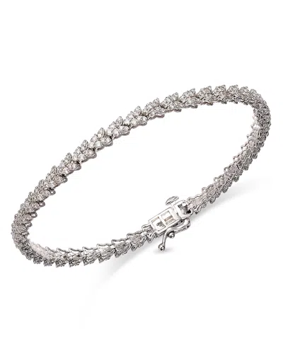 Bloomingdale's Fine Collection Diamond Butterfly Cluster Tennis Bracelet In 14k White Gold, 1.75 Tcw In Metallic