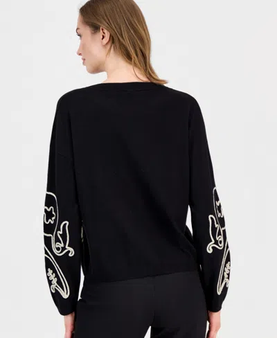 T Tahari Women's Soutache Crewneck Sweater In Black