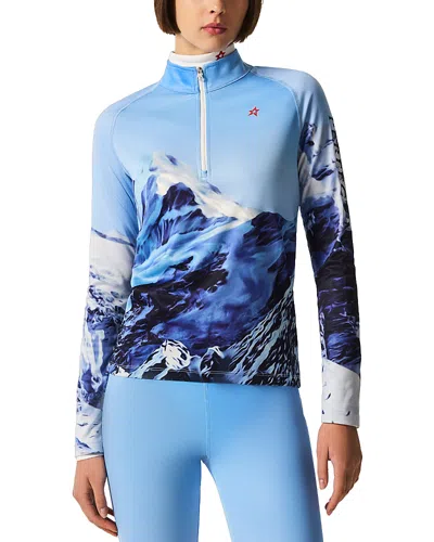 Perfect Moment Quarter Zip Base Layer Top In Blue