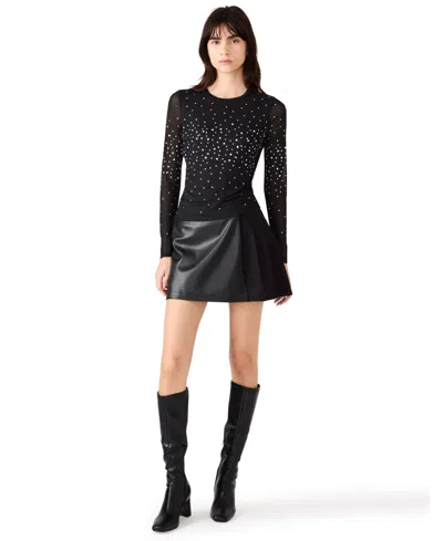 Steve Madden Women's Embellished Long-sleeve Top In Black