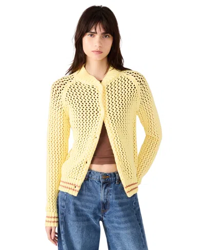 Steve Madden Women's Leiah Crochet Collarless Jacket In Yellow