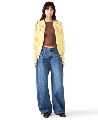 Steve Madden Women's Leiah Crochet Collarless Jacket In Yellow