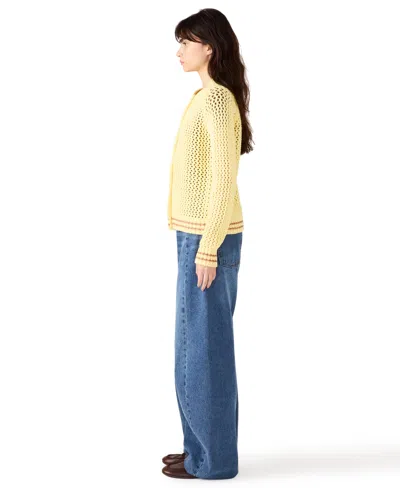 Steve Madden Women's Leiah Crochet Collarless Jacket In Yellow